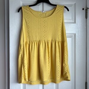 Chic Soul Yellow Eyelet Sleeveless Peplum Tank